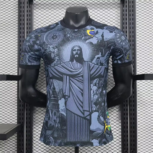 Summer Football Training Brazil Special Edition Jesus Black Grey Soccer Breathable Jersey Adult Outdoor Men'S Clothing T-Shirt