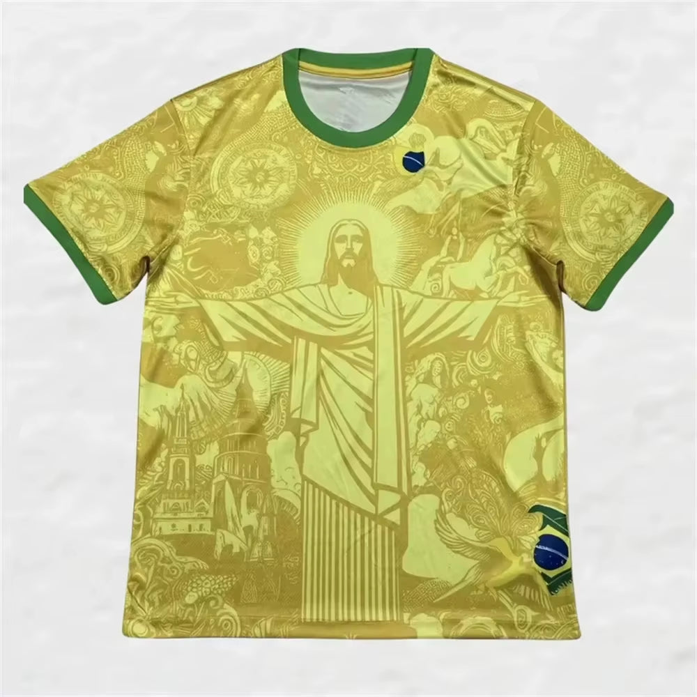 Summer Football Training Brazil Special Edition Jesus Black Grey Soccer Breathable Jersey Adult Outdoor Men'S Clothing T-Shirt