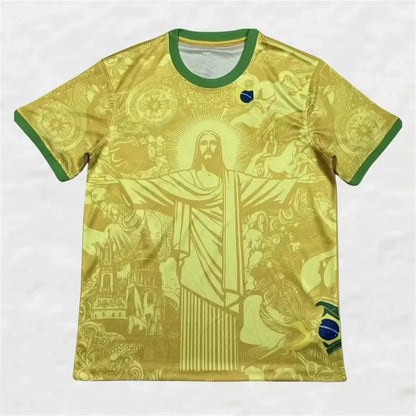 Summer Football Training Brazil Special Edition Jesus Black Grey Soccer Breathable Jersey Adult Outdoor Men'S Clothing T-Shirt