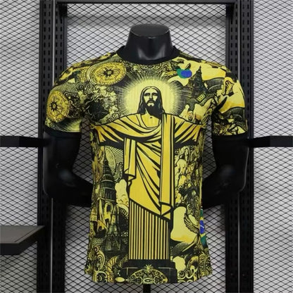 Summer Football Training Brazil Special Edition Jesus Black Grey Soccer Breathable Jersey Adult Outdoor Men'S Clothing T-Shirt